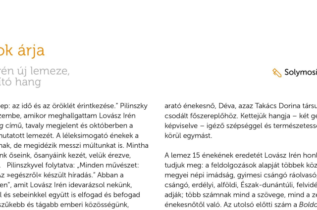 Áldások árja Lovász Irén új lemeze,  a Gyógyító hang